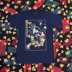 My Hero Academia Character Collage Navy Blue Graphic Tee Shirt / Size S